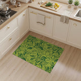 Vibrant Green Leaf Swirl Floral Rug