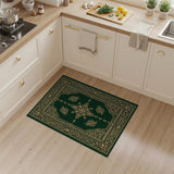 Emerald Green Traditional Persian Rug with Gold Filigree