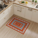 Vibrant Orange Geometric Border Rug