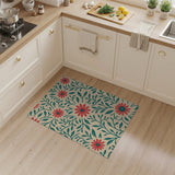 Vintage Red Daisy Floral Area Rug