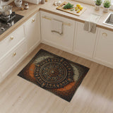 Distressed Vintage Orange Mandala Area Rug