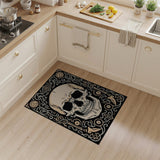 Distressed Vintage Ornate Gothic Skull Area Rug