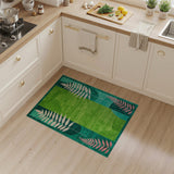 Teal Green Fern Leaf Abstract Area Rug