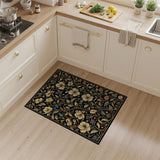 Vintage Cream Floral Area Rug on Black