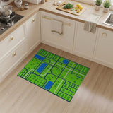 Green Geometric Park Map Area Rug