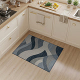 Navy Blue Wavy Geometric Area Rug