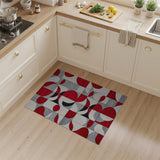 Bold Red Oval Geometric Modern Area Rug