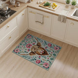 Highland Cow Pink Peony Floral Area Rug