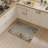 Peach Blossom Floral Beige Runner Rug