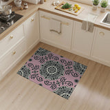 Pink Grey Mandala Floral Area Rug