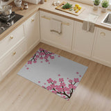 Floral Vintage Pink Pink Cherry Blossom Branch Area Rug