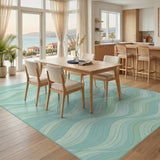 Blue Teal Wave Area Rug