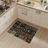 ODIKA Mid-Century Modern Retro Floral Washable Area Rug, Low Pile Non-Slip Pet & Kid Friendly Home Decor