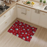 Playful Snowmen Snowflakes Red Area Rug