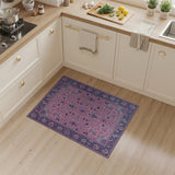Washable Vintage Pink Floral Persian Area Rug