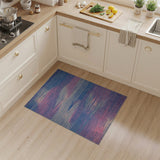Abstract Wavy Blue Pink Stripe Area Rug