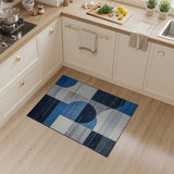 Blue and Teal Geometric Modern Navy Blue Geometric Abstract Area Rug