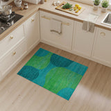 Teal Lime Green Abstract Geometric Area Rug