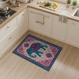 Teal Elephant Heritage Tribal Area Rug