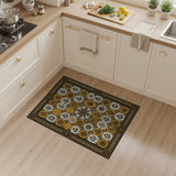 Ornate Gold Floral Tile Persian Rug