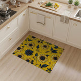 Vibrant Yellow Sunflower Pattern Floral Vintage Area Rug