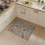 Vibrant Pink Floral Cream Area Rug