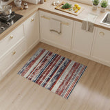 Vintage Distressed Red Striped Washable Area Rug