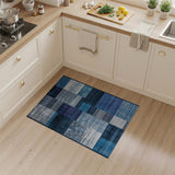 Blue Patchwork Distressed Vintage Area Rug