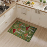 Green Whimsical Mushroom Meadow Area Rug