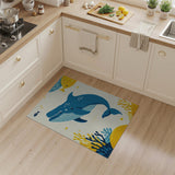 Multi-color and Patterns Playful Blue Whale Ocean Kids Area Rug