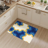 Floral Vintage Blue and Teal Blue Floral Vintage Area Rug