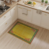 Vibrant Yellow Woven Rug with Tribal Borders