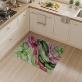 Multi-color and Patterns Fluid Green Pink Abstract Area Rug