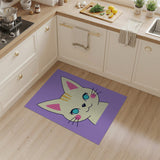 Purple Kawaii Cartoon Cat Face Area Rug
