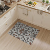 Tan Grey Floral Vine Area Rug