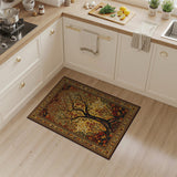 Tree of Life Persian Area Rug in Gold Floral Motif