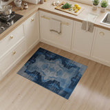Blue Teal Grey Geometric Heritage Tribal Rug