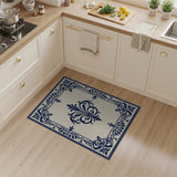 Navy Ornate Fleur-de-Lis Beige Area Rug