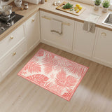 Pink Palm Leaf Washable Area Rug