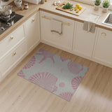 Pink Seashell Coastal Coastal Beach Area Rug