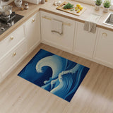 Cascading Ocean Waves Navy Area Rug