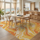 Yellow Swirl Yellow Swirl Abstract Area Rug