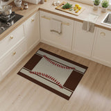 Baseball Stitch Brown Tan Area Rug