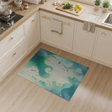 Teal Abstract Ocean Swirls Area Rug
