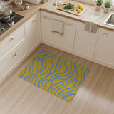 Sunny Yellow Blue Wavy Abstract Area Rug