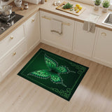 Emerald Green Butterfly Ornate Area Rug