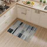 Distressed Grey Geometric Stripe Area Rug