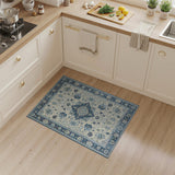 Ivory Navy Blue Persian Floral Rug