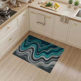 Blue and Teal Teal Grey Abstract Wave Area Rug