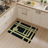 Abstract Black Yellow Geometric Area Rug